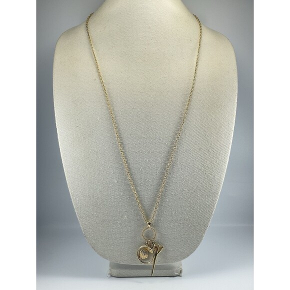 Lilly Pulitzer XX Lilly Necklace Long Gold Tone Chain Devil Angle Charm Boho - Picture 3 of 8